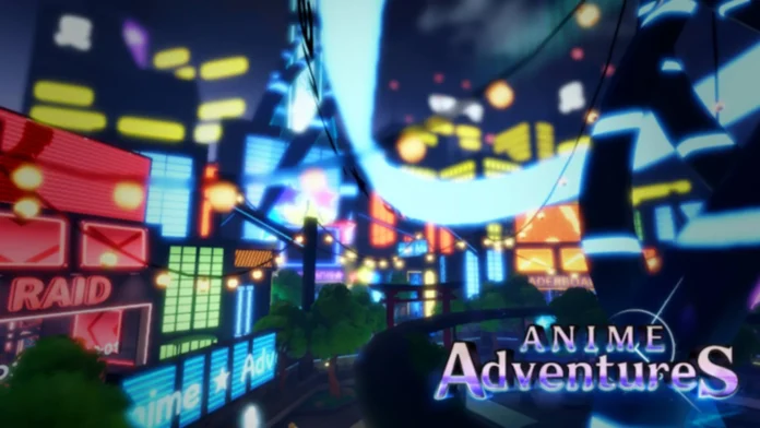 Una escena nocturna de la ciudad en Anime Adventures.
